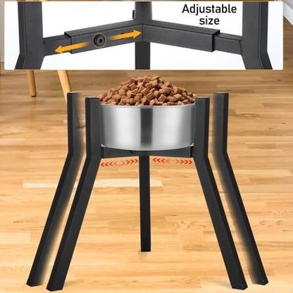 Blulu 2 Pack Adjustable Raised Dog Bowl Stand for Water and Food, Large Anti-Slip Metal Dog Food Holder Wide 7-10.6" Heights 13", Bowl Not Included(Black) - color: Black