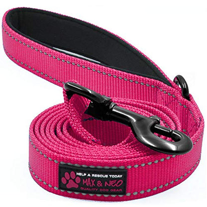 Max and Neo Small Dog Leash - Reflective Nylon, Donates to Dog Rescue (Pink, 4x5/8) - color: PINK, size: 4 FT x 5/8" Wide