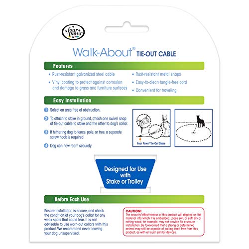Four Paws Heavy Weight Tie Out Cable Silver 10 Feet - size: 10 Feet