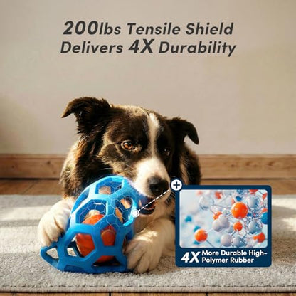 Unique Interactive Dog Toy with Ball-in-Ball Design, 4X Durable Rubber Outer Shell & Inner Smart Automatic Bouncing Ball to Keep Them Busy, Fetch&Puzzle&Chew Toys for Medium, Large High Energy Dogs