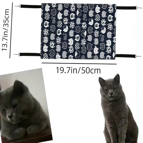 Cat Cage Hammock, Reversible for Use, Adjustable Pet Cat Bed, Soft Sleeping Cat Bed, Suitable for Cats, Puppies, Bunnies and Other Little Pets, Thickened Style, Blue, M(13.7 * 19.7in) - size: Medium