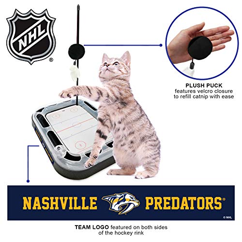 Pets First Cat Scratching Toy NHL Nashville Predators Hockey Field Cat Scratcher Tiy with Interactive Cat Ball Bell in Tracks. 5-in-1 CAT Toy - color: Nashville Predators