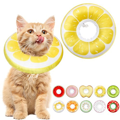 Cat Cone Collar Soft, Adjustable Cat Recovery Cone to Stop Licking, Cute Kitten Donut Collar After Surgery, Elizabethan Collars for Kittens, Lightweight Cats Neck Cones (Lemon, Small) - color: Lemon, size: Small