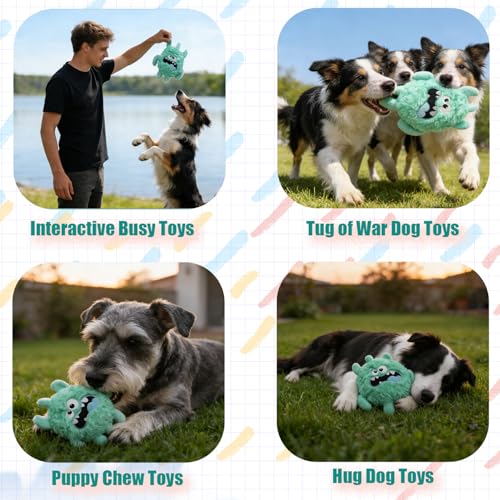 Plush Squeaky Dog Toy, Crinkle Stuffed Dog Toy Keep Them Busy Tug of War Birthday Dog Chew Toy for Small Medium Large Dogs (Light Green) - color: Light Green