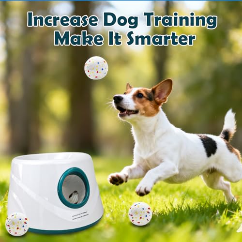 MEKAPLE Automatic Dog Ball Launcher, Upgraded Interactive Dogs Balls Thrower for Small and Medium Dogs, Distance Adjustable Mental Stimulating Dog Toys with 4 Durable Etpu Balls 2.2 Inch (Dark Green) - color: Dark Green