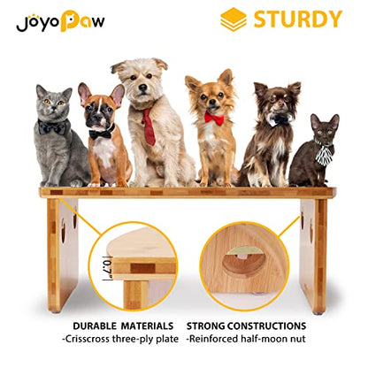 Elevated Dog Bowls, Bamboo Raised Dog Bowl for Large Dogs & Medium Dogs, with 2 Stainless Steel Bowls (10'' Tall–48 oz Bowl) - color: Natural, size: Large: 10'' Tall-48oz Bowl