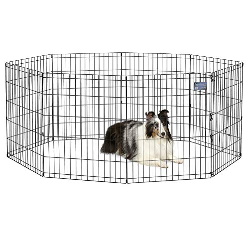 MidWest Homes for Pets Folding Metal Puppy / Dog Exercise Pen, Indoor/Outdoor Playpen with No Door, Provides 16 Sq Feet of Play Space, 30-Inches Tall, Black E-Coated - color: Black No Door, size: 30" H