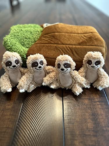Glow Pups Hide and Seek Dog Toy, Sloth Dog Toy, Plush Squeaky Burrow Tree for Dogs, Interactive Puzzle for Mental Stimulation, Woodland Style, Medium Size, Set of 4 - size: Medium