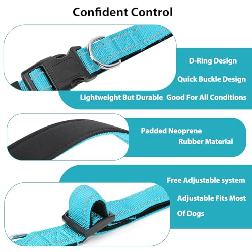 Reflective Dog Collar Padded with Soft Neoprene Breathable Quick Release Basic Dog Collars for Puppy Small Dogs Sky Blue - color: Sky Blue, size: XS:width 5/8"neck 8-10.5"