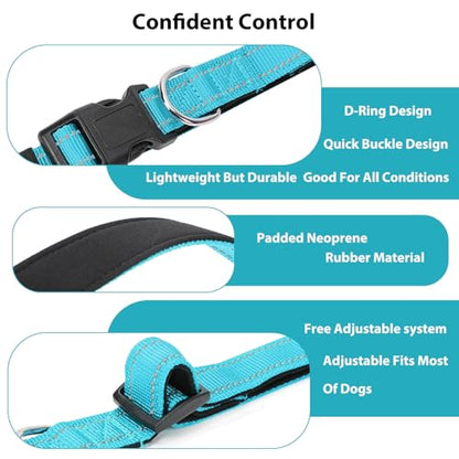 Reflective Dog Collar Padded with Soft Neoprene Breathable Quick Release Basic Dog Collars for Puppy Small Dogs Sky Blue - color: Sky Blue, size: XS:width 5/8"neck 8-10.5"