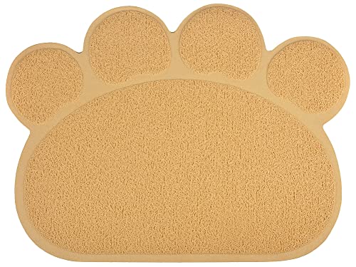 DM Paw-Shaped Large Cat Litter Box Mat, 23.5x17.5 Inches (Creamy) - color: Creamy