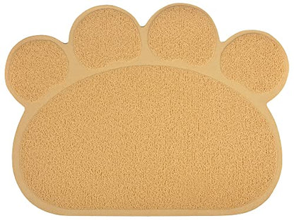 DM Paw-Shaped Large Cat Litter Box Mat, 23.5x17.5 Inches (Creamy) - color: Creamy