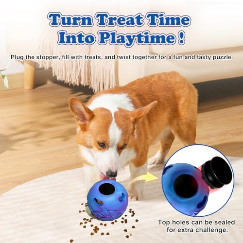 5-in-1 Dog Toy, Frozen Dog Treats to Keep Dogs Busy, Interactive Treat Dispensing Dog Toy Puzzle, Interactive Chew Toys for Puppy Small Medium Dog, Power Chewer, Durable Rubber-Easy to Clean (small) - color: Blue, size: Small