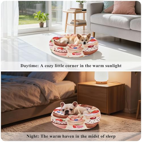 Round Cat Bed Dog Bed,20in Topped Washable Non-Slip Bottom Soft Pet Bed for Small Medium Dogs and Cats - size: 20in