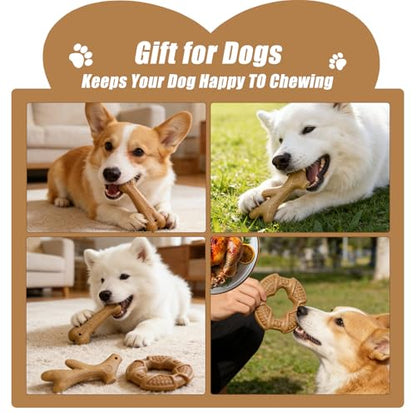 Dog Chew Toys for Aggressive Chewers, 3 Pack Nylon & Wood Teething Bone Toy Set with Chicken Flavor, Durable Tough Bones Chewing Toys for Small & Medium Dogs - style: 3Pack-Medium