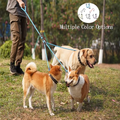 3 in 1 Durable Nylon Dog Leash with Padded Handle, 360° Swivel No Tangle Climbing Rope Removable Pet Traction Rope, Lead for Medium Large Dogs Blue - color: Blue
