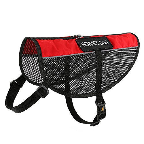 PLUTUS PET Service Dog Vest with 2 Removable Patches, Light Weight and Breathable Mesh Service Animal Harness,Perfect for Summer and Hot Days,Red,XS,Girth 14-18" - size: XS( 14-18" Girth)