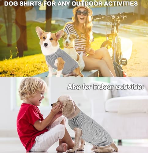 Dog Shirt,Combed Cotton T-Shirts,Soft Cool Boy Girl Tee for Small Dogs Kitty Puppy Chihuahua,Grey Striped XS - color: Light & Deep Grey Striped, size: X-Small