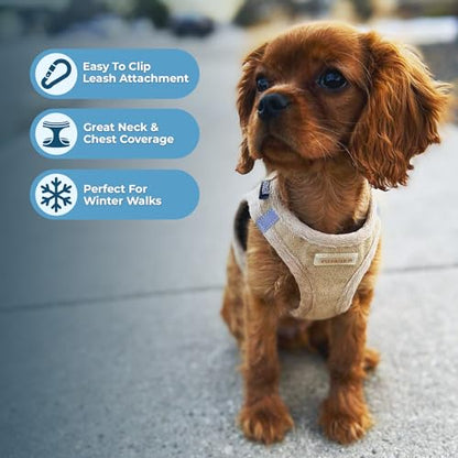 Best Pet Supplies - All Weather Plush, Reflective, No Pull Harness for Small, Medium Dogs, Cats - Secure with Hook & Loop Fastener, Buckle, Double D-Rings - Latte Suede, M - color: Latte Suede, size: M