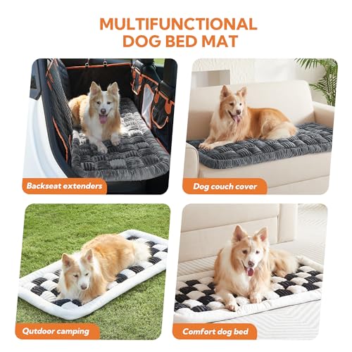 Backseat Pet Bed Mat,Dog Bed for Car,Fuzzy Dog Seat Cover for Car Back Seat, Non-Slip Travel Pet Mat, Fit for Backseat Extenders and Seat Covers(Gray) - color: Gray