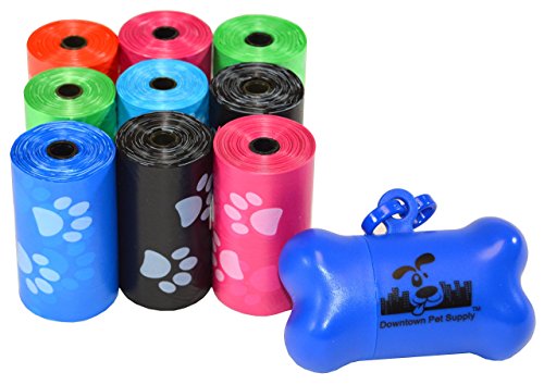 Downtown Pet Supply Poop Bags for Dogs with Dispenser, 180 Count - Leak-Proof Dog Waste Bags and Bone-Shaped Dog Poop Bags Holder for Leash - Rainbow with Paw Prints, 12.5" x 8.5" - color: Rainbow with Paw Prints, size: 180 Count (Pack of 1)