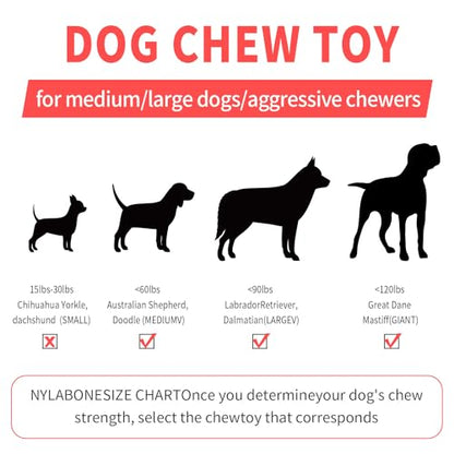 Dog Toys for Aggressive Chewers - Long-Lasting Nylon Chew Bones, Indestructible Toys for Medium to Large Breeds, Teething Toys to Keep Them Busy (Red)