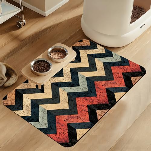 Vintage Plaid Pet Food Mat for Cats and Dogs–Absorbent Quick Dry Feeding Placemat, Non Slip Rubber Base, Waterproof Bowl Mat for Indoor Use, Pet Supplies 16"x24" - color: Vintage Plaid, size: 16"L x 24"W