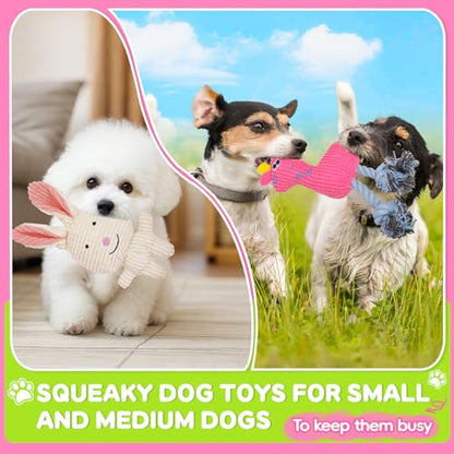 8 Pack Luxury Puppy Toys for Teething Small Dogs, Puppy Chew Toys with Squeaky Dog Toys, Balls and Rope Dog Chew Toys, Dog Toys to Keep Them Busy (Pink, 8-Pack) - color: Pink, 8-pack