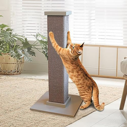 SmartCat Ultimate Scratching Post – Gray, Large 32 Inch Tower - Sisal Fiber, Simple Design - For All Cats - color: Gray