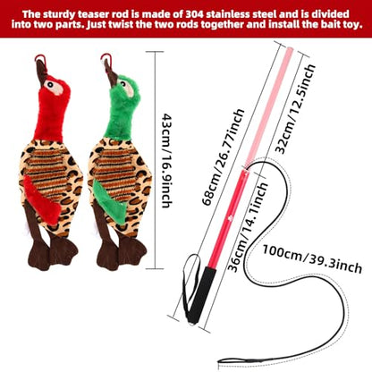 Interactive Dog Toys - Extendable Flirt Pole with 2pcs Squeaky Plush Toy Tugs Red Green for Dog Outdoor Entertainment, Train and Exercise - color: red