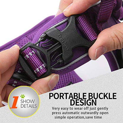 JUXZH Truelove No Pull Dog Harness with Easy Control Handle and 2 Leash Attachments ,Reflective Adjustable Pet Vest - color: purple, size: Small (Pack of 1)