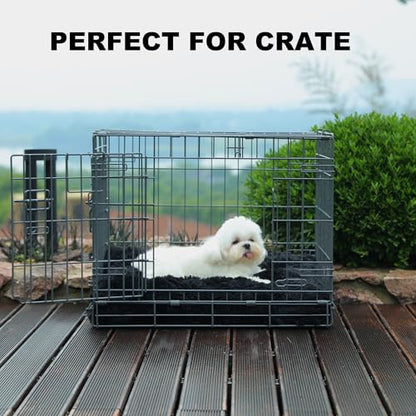 Bedfolks Waterproof Dog Crate Pad, Plush Dog Kennel Bed with Removable Cover, Faux Fur, Washable, 21"x13", Black - color: Solid Black, size: X-Small(21x13'')