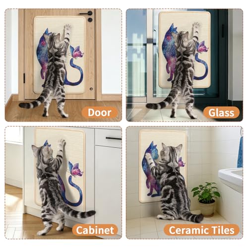 Sisal Cat Scratcher Mat Cat Wall Scratcher for Indoor Scratch Pad Wall Mounted Scratching Post to Protect Couch Carpet Furniture 23.6"x15.7" (Purple Butterfly Cat) - color: Purple Butterfly Cat