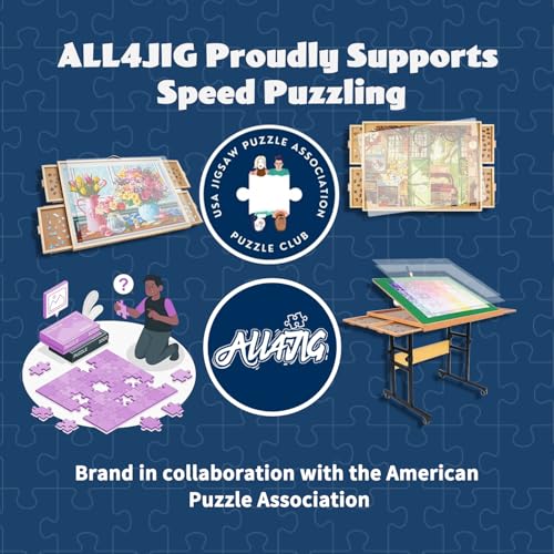ALL4JIG 1500 Pieces 2-in-1 Tilting & Rotating Puzzle Board, 24.53" x 33.19"Adjustable Angle Puzzle Board with 4 Drawers & Clear Protective Cover, Birthday Gift for mom - color: Iron, size: Medium-1500pcs