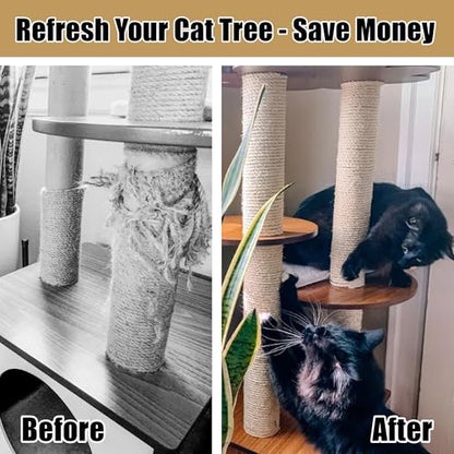 Catry Replacement Scratching Post for Any Cat Tree or Tower, Sisal Rope, 3.5 Inch Diameter, USA Made, Custom-Built - size: 13 Inches