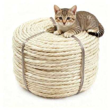 164 Feet Sisal Rope for Cat Tree & Scratching Post Replacement, 1/4 Inch Scratcher Rope to Refresh Cat Furniture, Durable Cat Scratching Rope - color: 1/4 inch (6mm) Light Color
