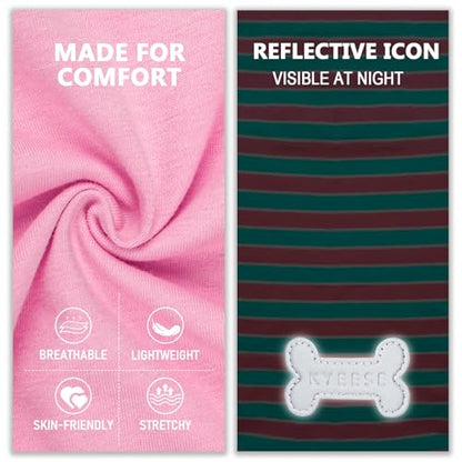 KYEESE 2Pack Dog Shirt, Soft Striped Dogs T Shirts, Lightweight Doggie Tank Top Cat Clothes, Sleeveless Dog Shirt for Small Dogs, Stretchy Pet Vest, Pink, Medium - color: 01# 2Pack (Pink+Striped), size: Medium (7-13lbs)