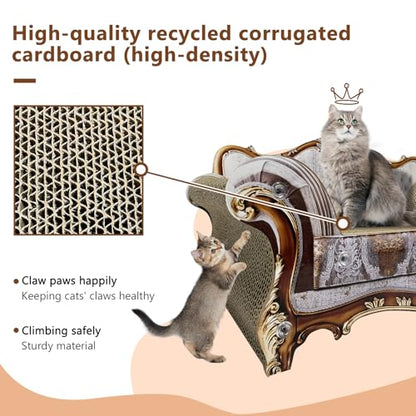 Luxury Cardboard Cat Scratcher Sofa Bed, Couch Shaped Cat Scratching Board, Scratch Lounge with Catnip, Scratcher for Indoor Cats Kittens Kitties Grey - color: Retro Baroque