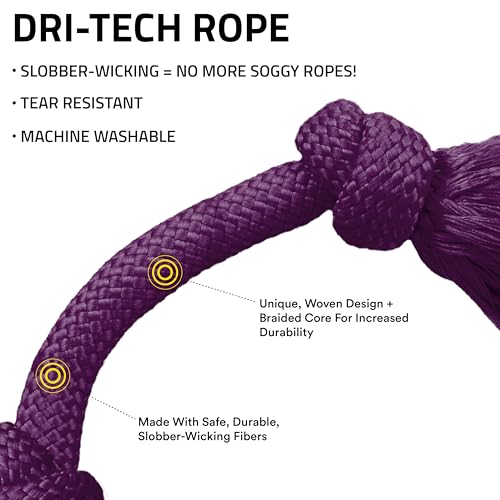 Playology Dog Toys | Dri-Tech Rope Tug of War Dog Toy for Tough Chewers | Bacon Scented Jumbo Tug Rope Toys for Large Dogs - size: Jumbo, style: Bacon