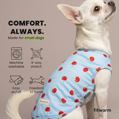 Fitwarm 2 Pack Ice Cream & Cherry UPF 50+ UV Sun Protection Dog Shirt, Lightweight Cooling Vest, Quick Dry Summer Clothes for Small Dogs Girl, Pet Outfit, Pink, Light Sky Blue, Small - color: Ice Cream & Cherry, size: Small