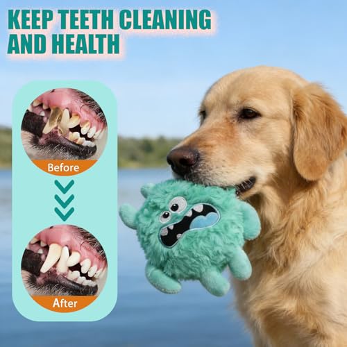 Plush Squeaky Dog Toy, Crinkle Stuffed Dog Toy Keep Them Busy Tug of War Birthday Dog Chew Toy for Small Medium Large Dogs (Light Green) - color: Light Green