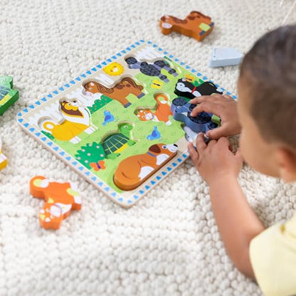 Melissa & Doug Pets Wooden Chunky Puzzle (8 pcs), Educational Screen Free Activity for Toddler, Preschoolers and Kids Ages 2+ - style: Pets