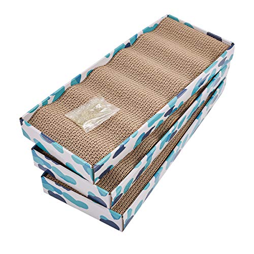 PEEKAB Cat Scratcher Cardboard Reversible Cat Scratch pad Kitty Corrugated Scratching Board Bed Catnip Included - size: M
