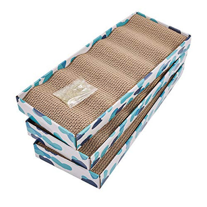 PEEKAB Cat Scratcher Cardboard Reversible Cat Scratch pad Kitty Corrugated Scratching Board Bed Catnip Included - size: M