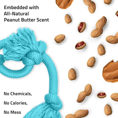Playology Dog Toys | Dri-Tech Rope Tug of War Dog Toy for Tough Chewers | Peanut Butter Scented Mega Size Tug Rope Toys for Extra Large Dogs - size: Mega, style: Peanut Butter