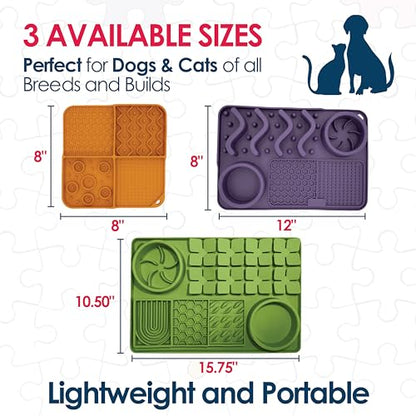 Palz&Co Paw Puzzle 2-in-1 Slow Feeder & Lick Mat for Dogs and Cats, Dry and Wet Food, Dishwasher Safe Silicone, Small 8"x8", Orange - size: Small