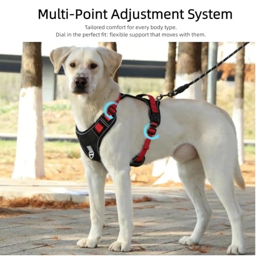 Chesoon Tactical Pet Harness No Pull Reflective Pet Vest Breathable Padded Handle Adjustable for 61.7-89.6lb / 28-40.6kg L Black - color: Black, size: L