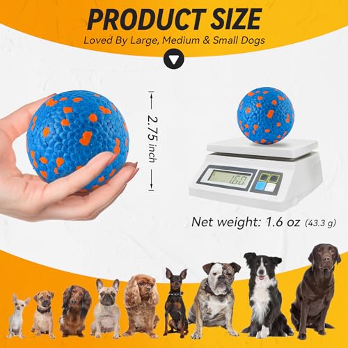 FUSOTO 4Pcs Dog Balls, Tennis Balls for Dog Aggressive Chewers, for Large Medium Small Puppy, Training Catch&Fetch, Water Floats Toys, Blue - color: 4x Blue