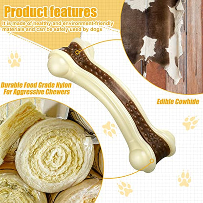 Sosation Bones Shaped Dog Toys for Aggressive Chewers, 2 Pack Christmas Dog Chew Toys Puppy Teething Nylon Beef Flavor for Large/Medium/Small Puppies Breeds(Curved Bone,Small) - size: Small, style: Curved Bone