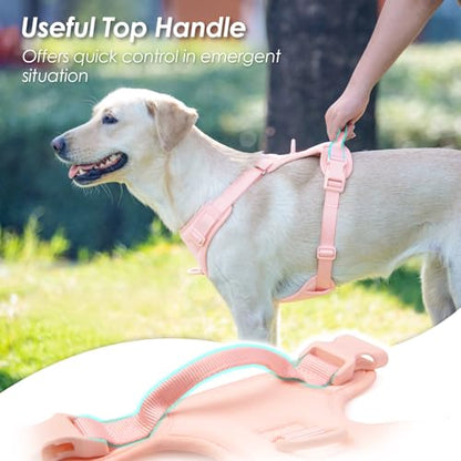 No Pull Dog Harness, Puppy Vest with Front Clip for Small Medium Large Sized Dog(Light Pink,L) - color: Light Pink, size: L(Neck:20.9-31.5", Chest:24.8-37.4")